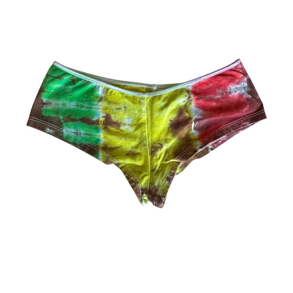 Womens Panties Size Juniors Large Handmade Tie Dye Rasta Colors Underwear NEW